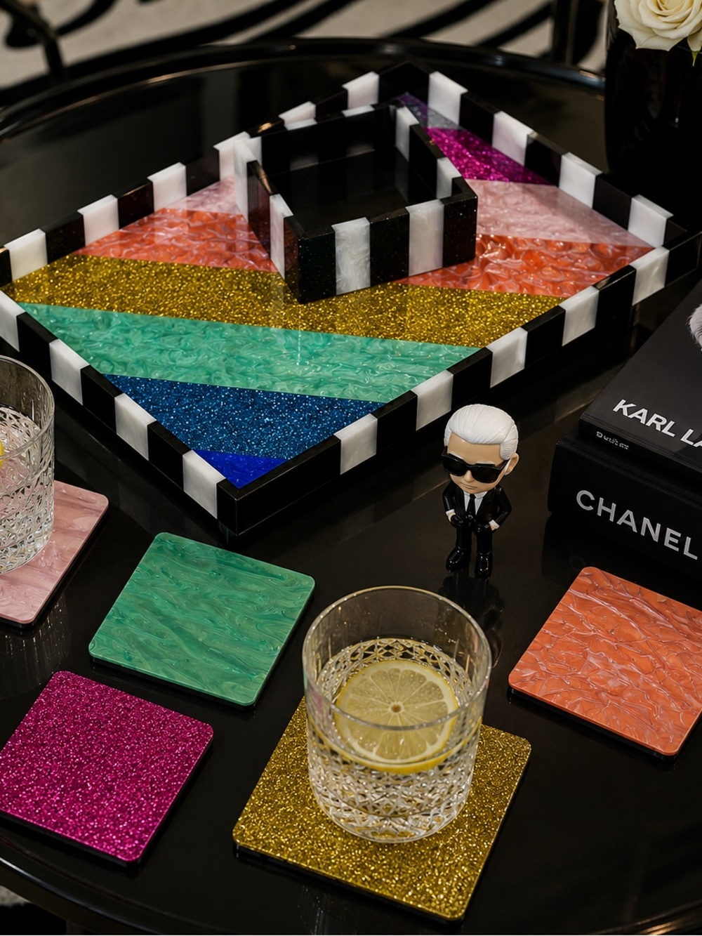 Kurt Geiger London Acrylic Rainbow Coaster Set